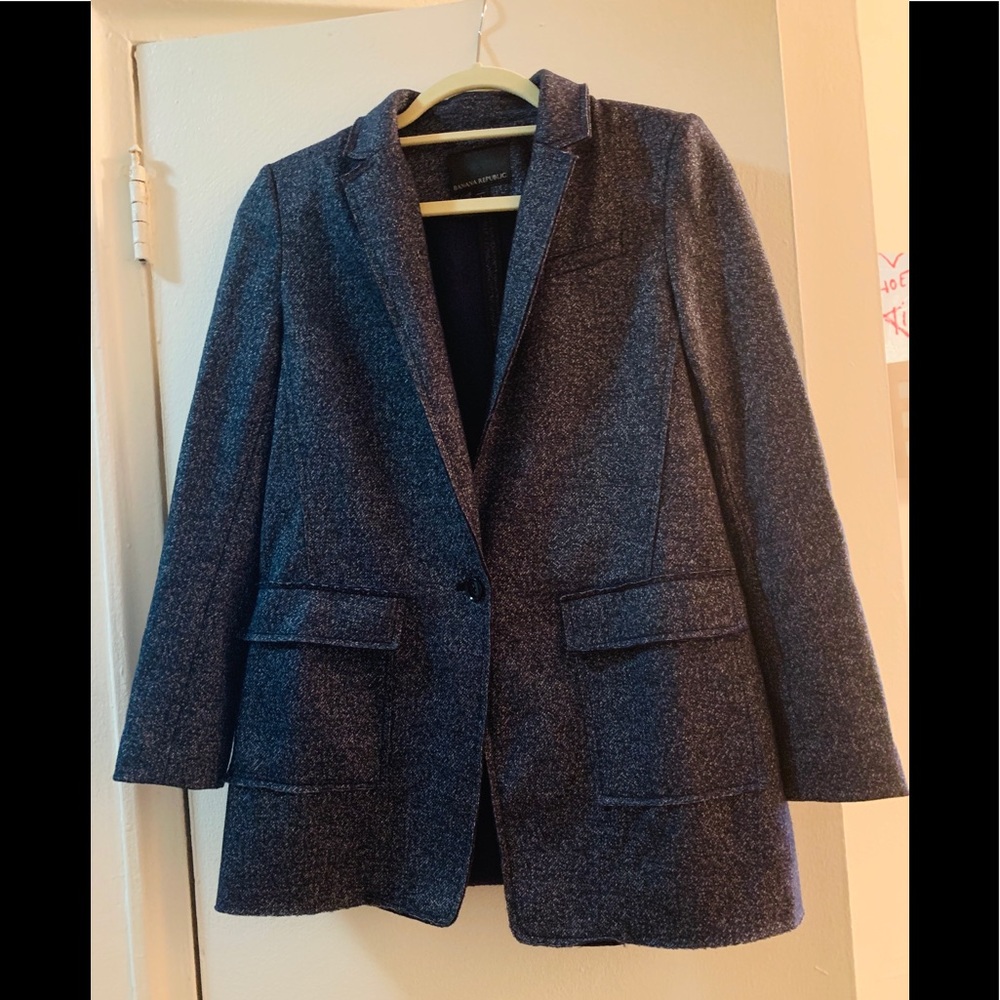 Banana Republic Navy Melange Boyfriend Blazer 4P